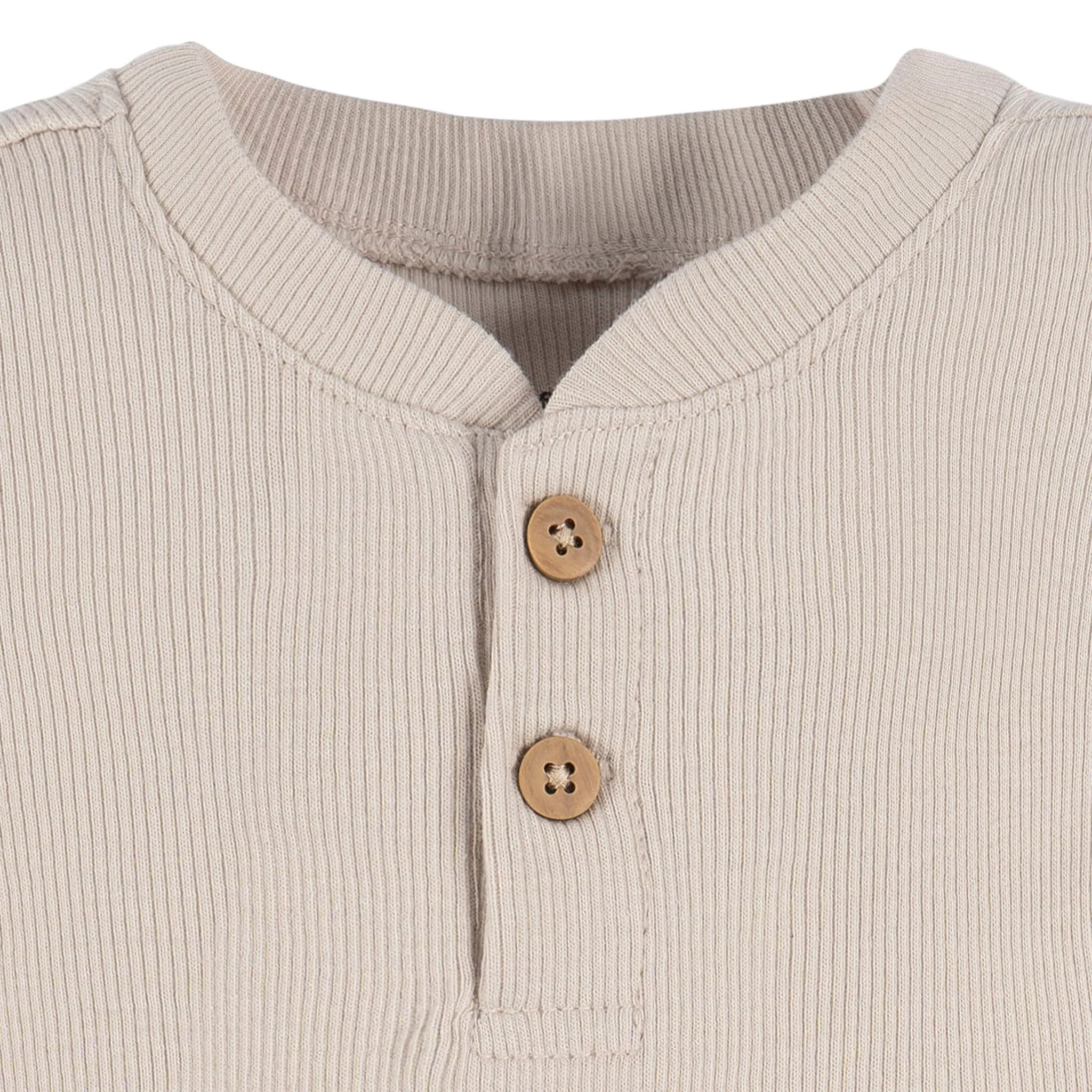 2-Piece Baby Boys Beige Bodysuit and Shorts Set