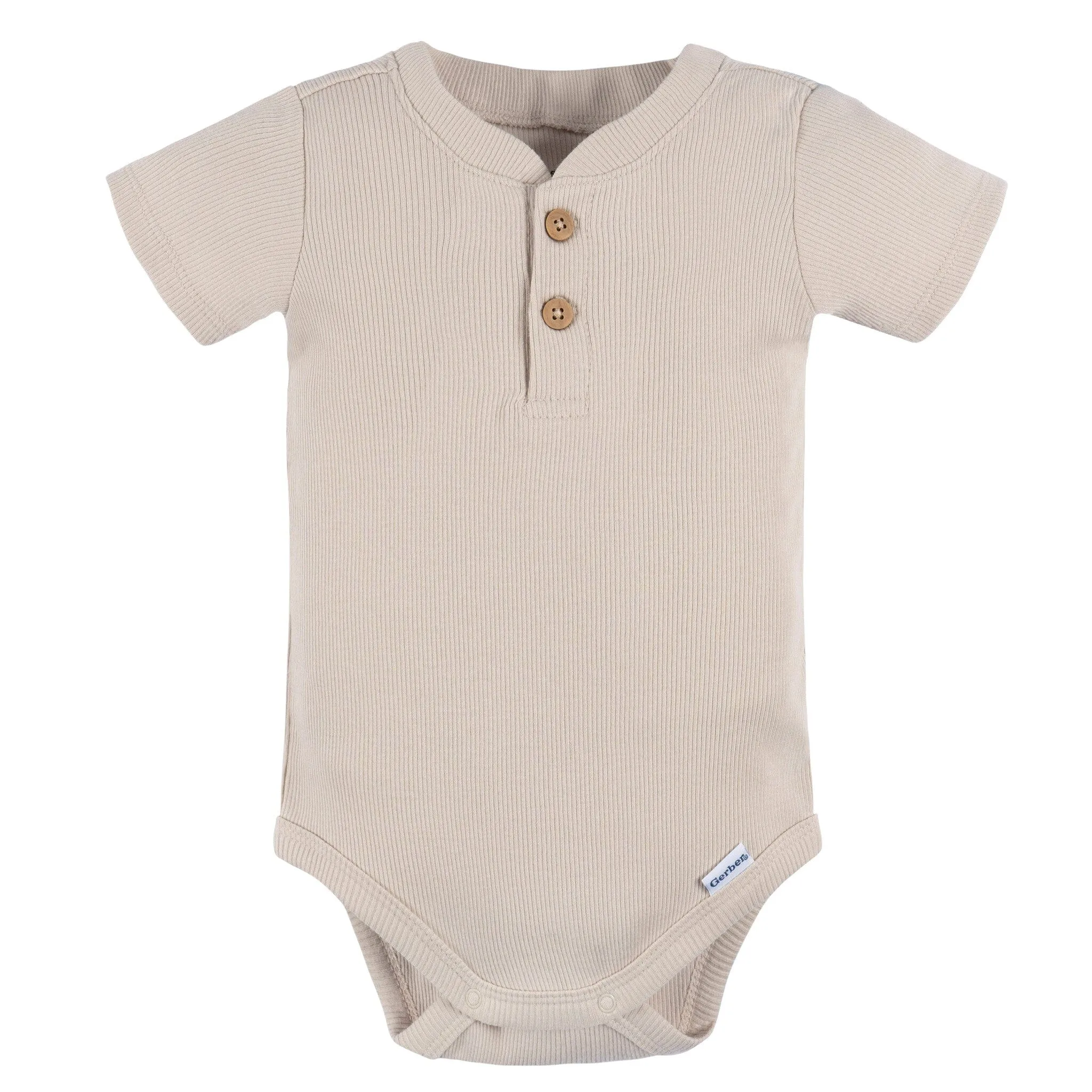 2-Piece Baby Boys Beige Bodysuit and Shorts Set