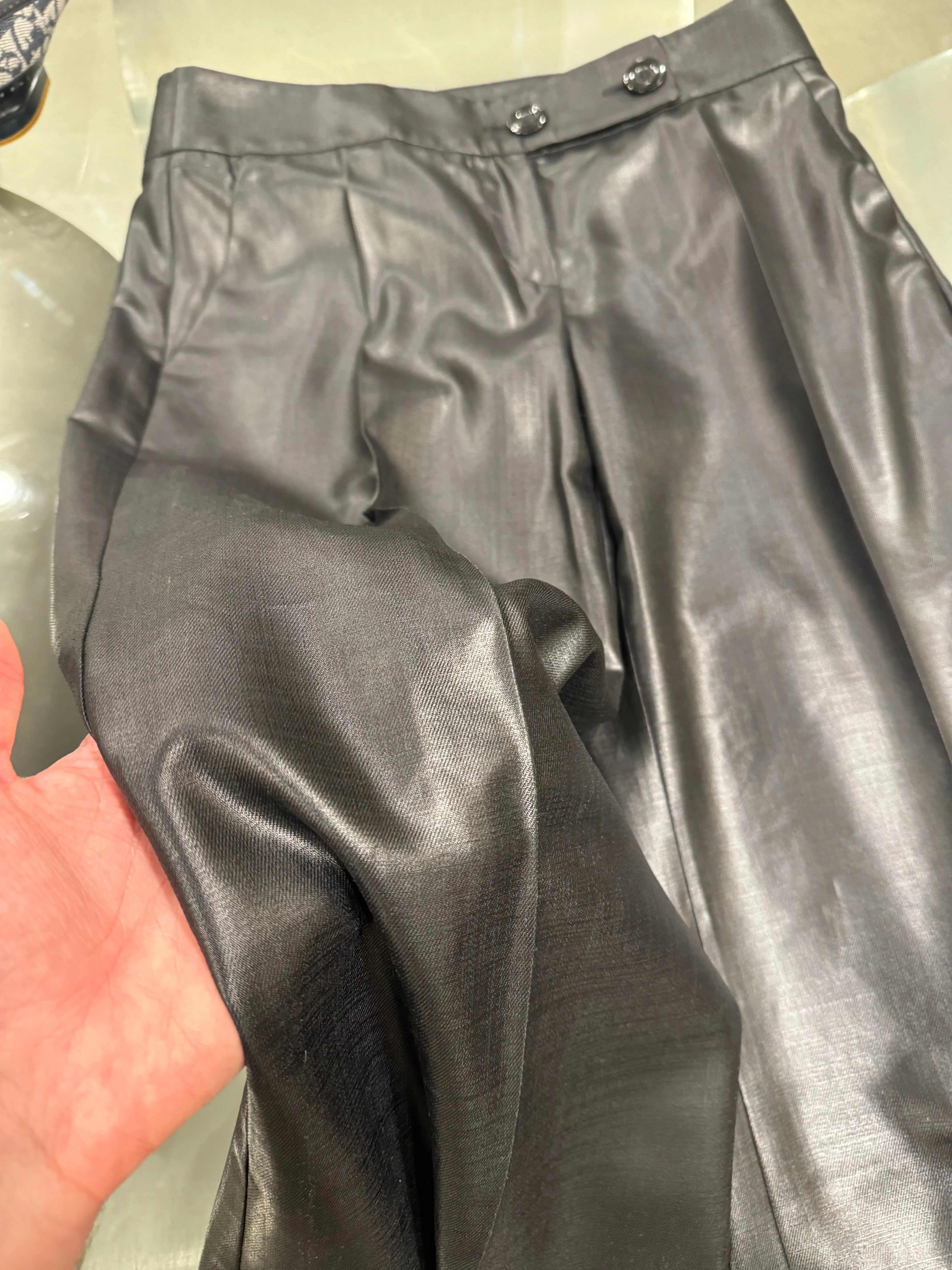 2000s Emporio Armani coated wide pants