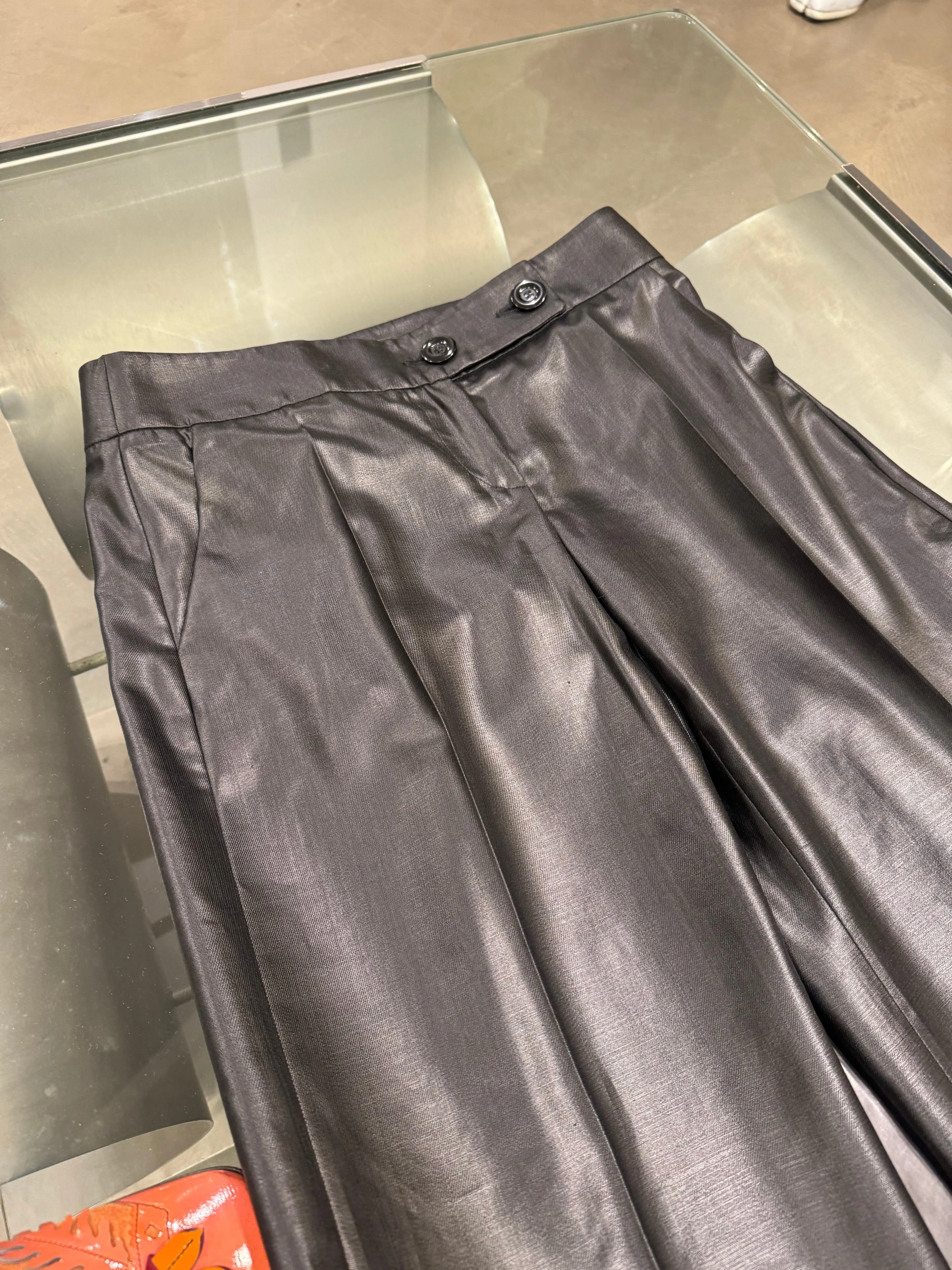 2000s Emporio Armani coated wide pants