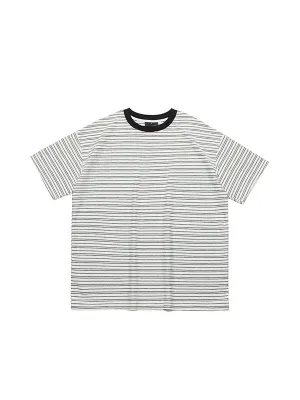 2000s striped print oversized short sleeve shirt