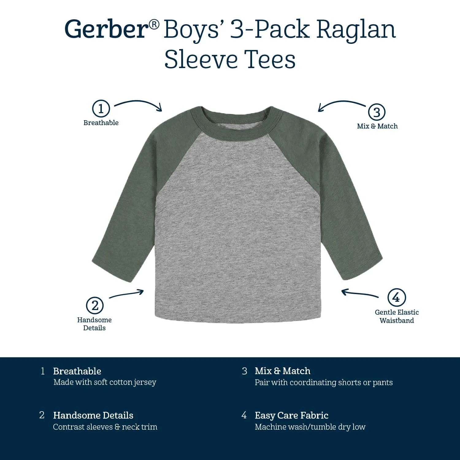 3-Pack Baby & Toddler Boys Color Me Camo Long Sleeve Baseball Tees