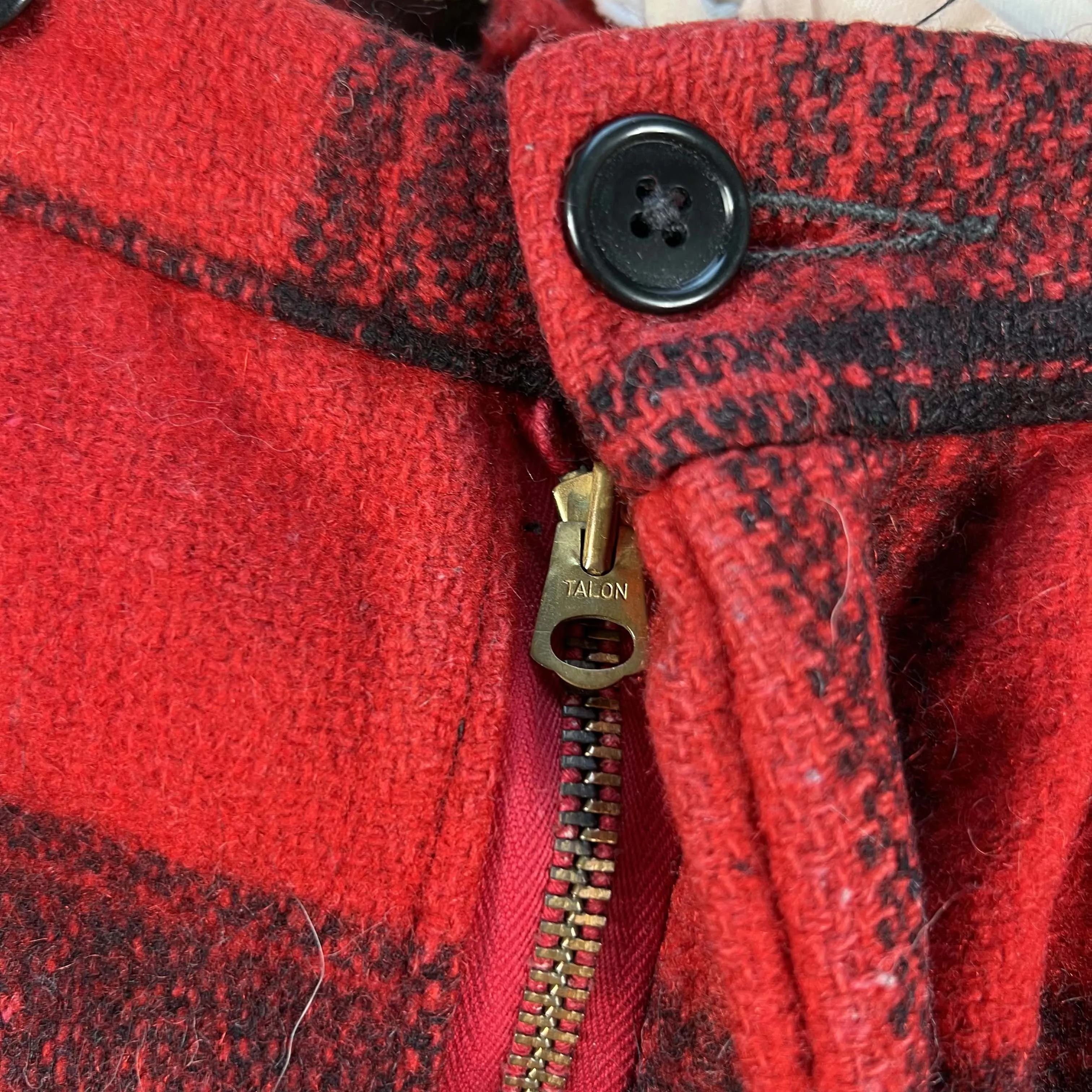 40s Buffalo Plaid Wool Hunting Pants- 33x28.5