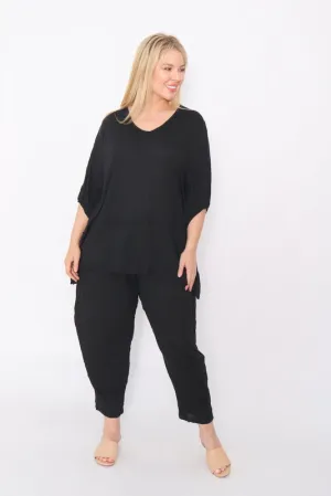 7986 Black Crinkle Cotton Square Top & 7718 Comfy pants