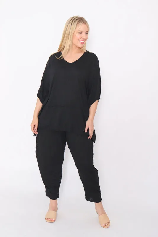 7986 Black Crinkle Cotton Square Top & 7718 Comfy pants