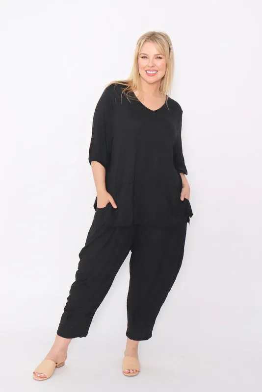 7986 Black Crinkle Cotton Square Top & 7718 Comfy pants