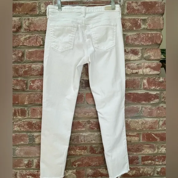 AG Adriano Goldshmied The Stevie Ankle Hi Waist White Jean Cutoff Ankle Size 27