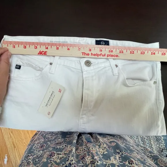 AG Adriano Goldshmied The Stevie Ankle Hi Waist White Jean Cutoff Ankle Size 27