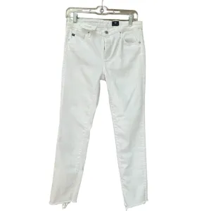 AG Adriano Goldshmied The Stevie Ankle Hi Waist White Jean Cutoff Ankle Size 27