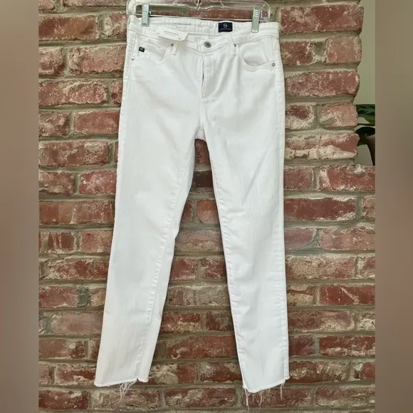 AG Adriano Goldshmied The Stevie Ankle Hi Waist White Jean Cutoff Ankle Size 27