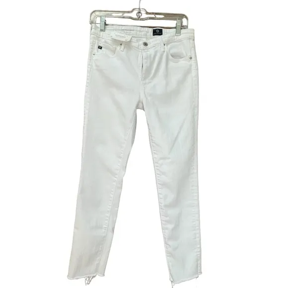 AG Adriano Goldshmied The Stevie Ankle Hi Waist White Jean Cutoff Ankle Size 27
