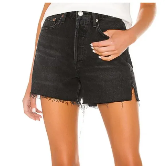 AGOLDE Dee Shorts Denim Jean in Exhibit Black Size 25 Boho Casual Festival