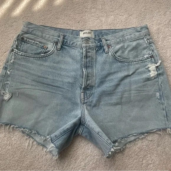 Agolde light wash jean shorts