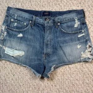 AGOLDE Parker Distressed Denim Shorts Rips Raw Hem Casual Blue Size 28