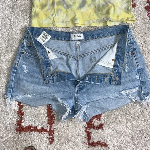 Agolde- Size 31-Light wash cutoff shorts- Button Fly- High rise
