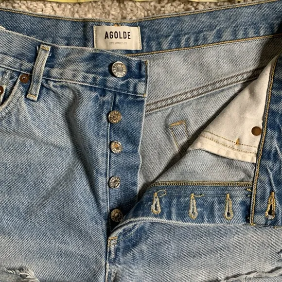 Agolde- Size 31-Light wash cutoff shorts- Button Fly- High rise