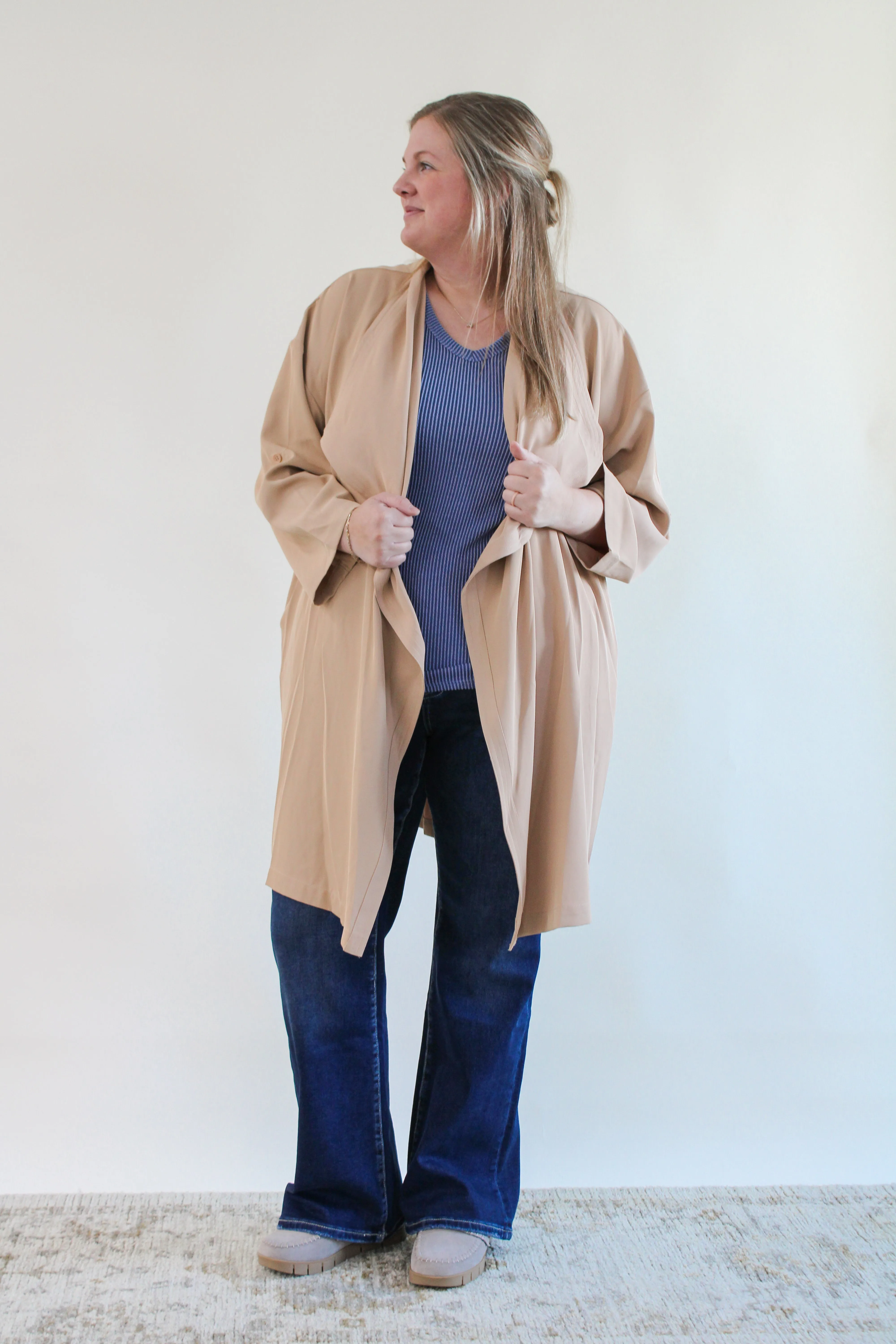 ALIANA REG/CURVY 3/4 SLEEVE WOVEN JACKET