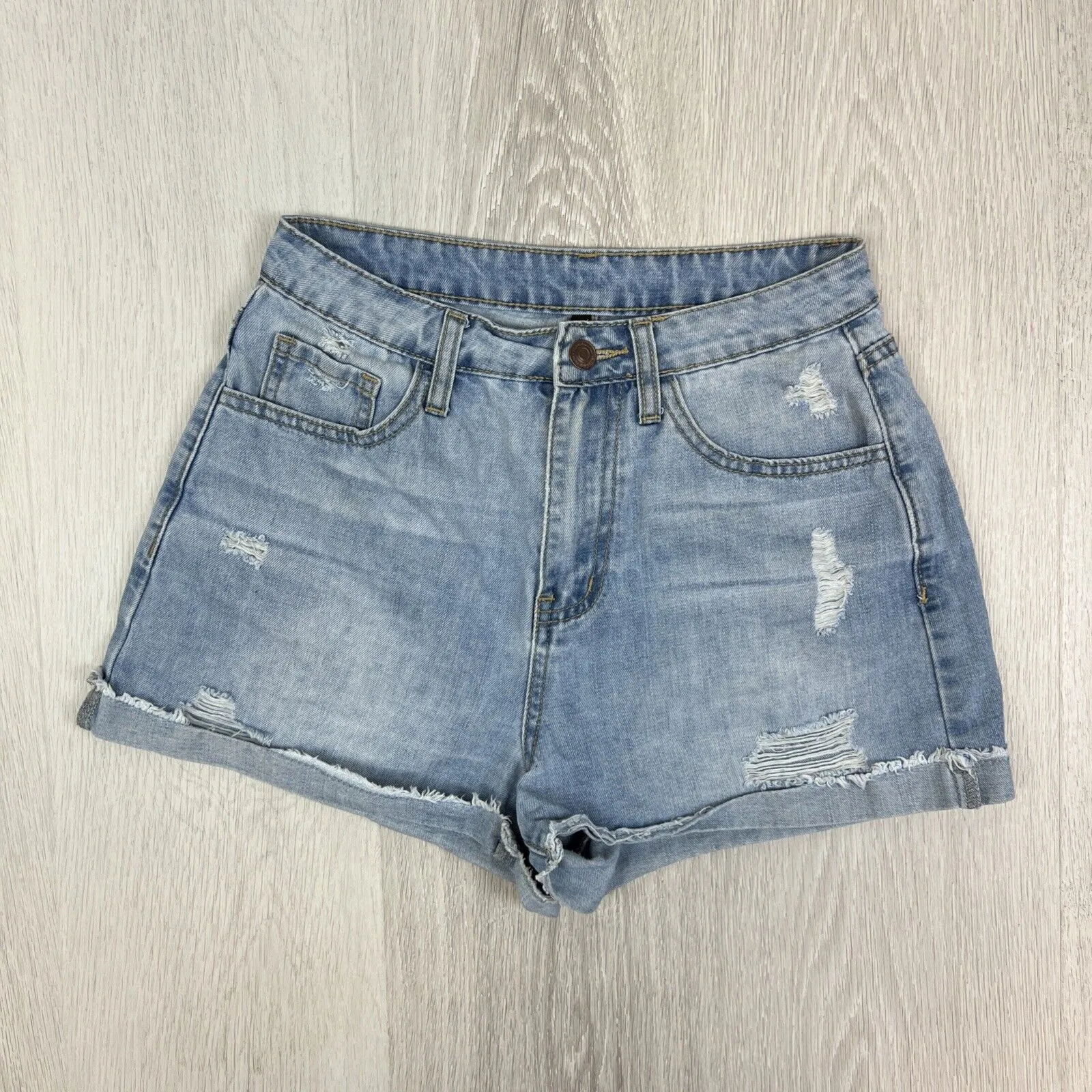 Ally Womens Light Wash Denim Shorts Size 8