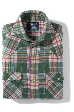 Apennines Brushed Cotton Check in Green/ Purple