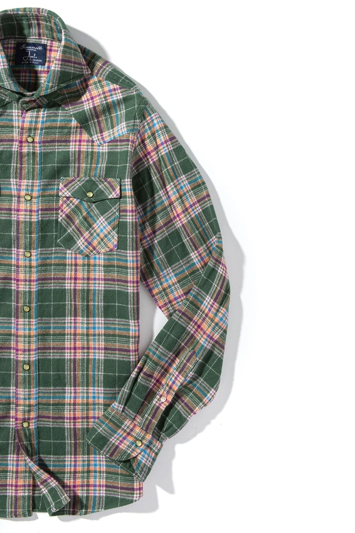 Apennines Brushed Cotton Check in Green/ Purple