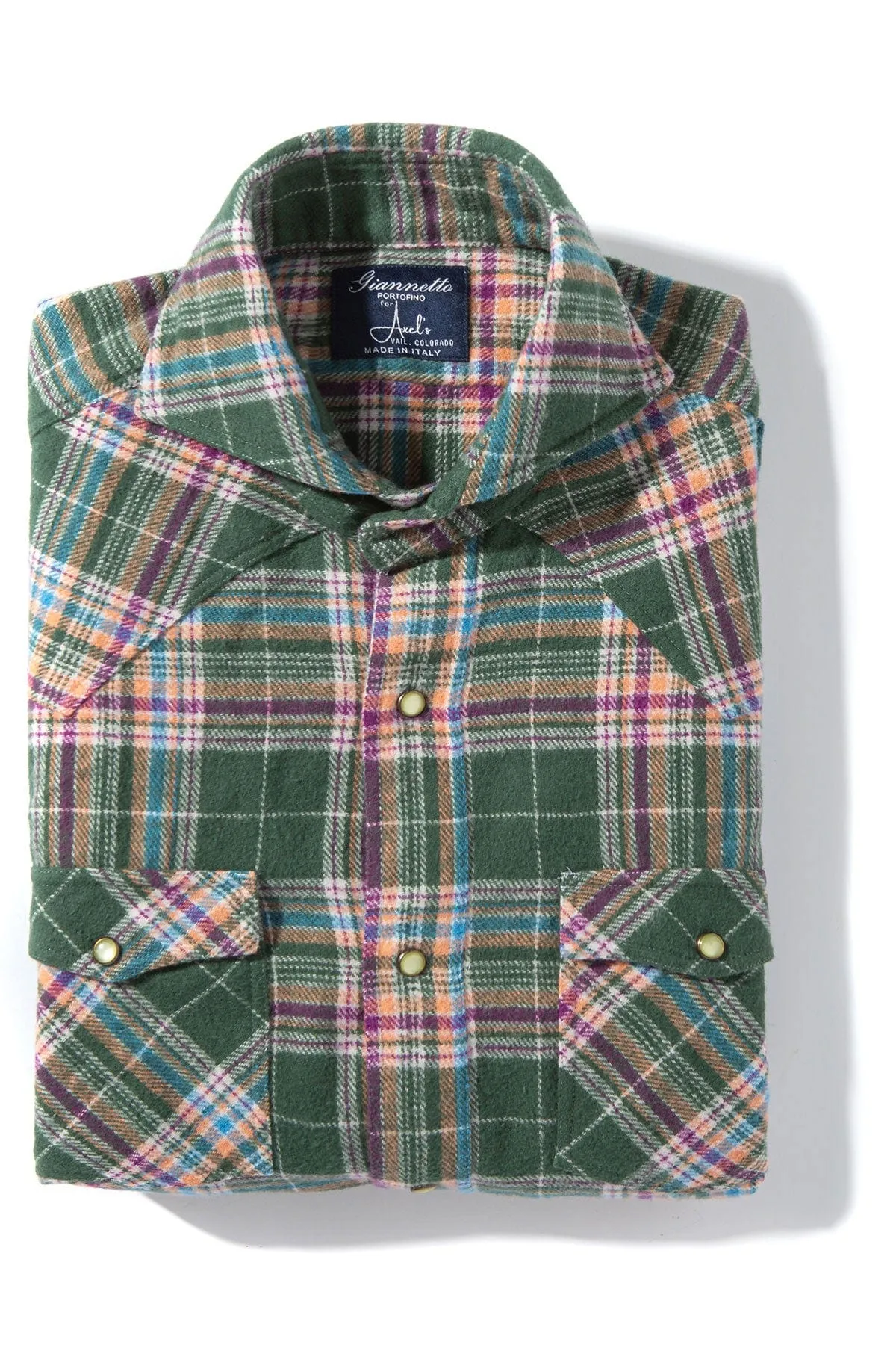 Apennines Brushed Cotton Check in Green/ Purple