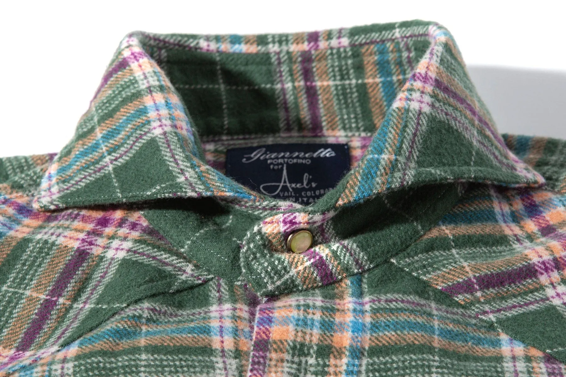 Apennines Brushed Cotton Check in Green/ Purple