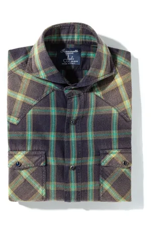 Arakan Cotton Western Check In Navy/Green