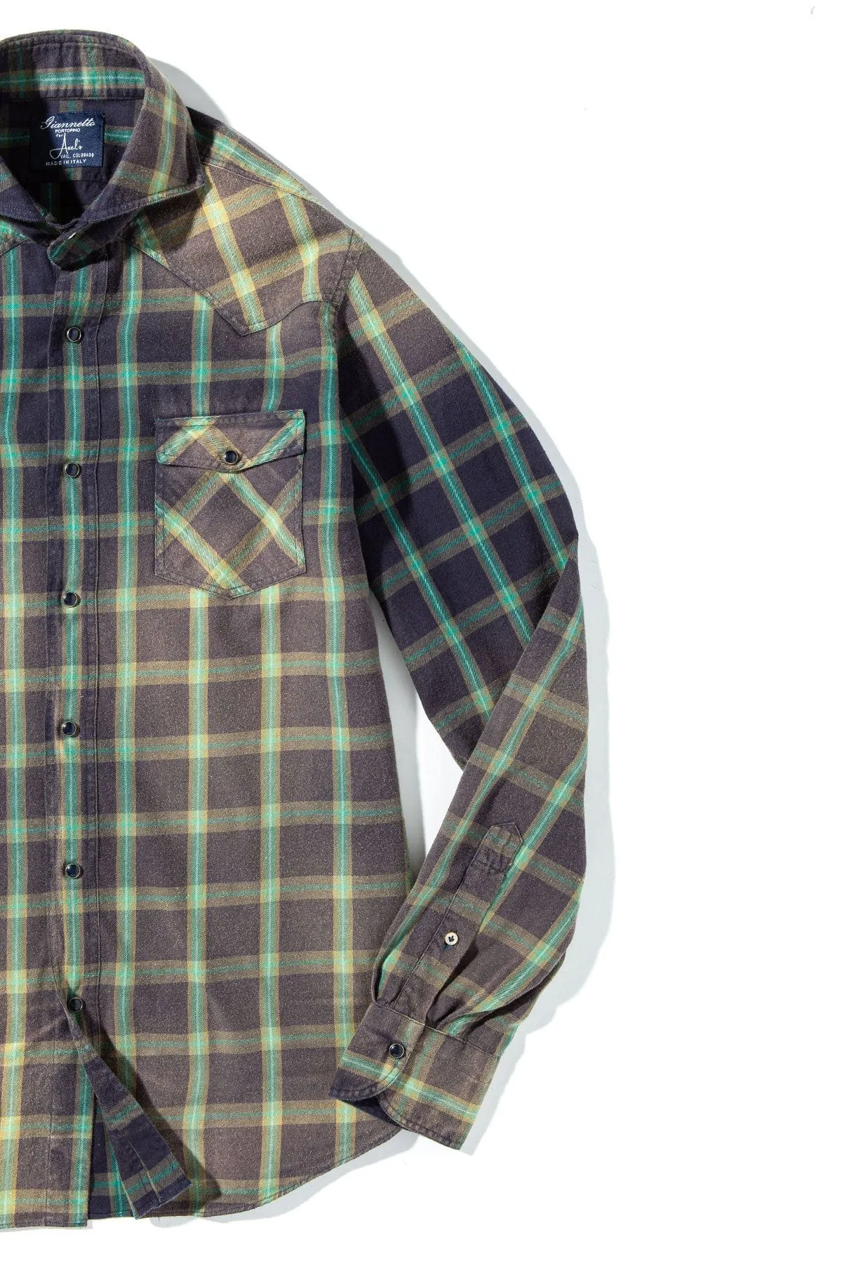 Arakan Cotton Western Check In Navy/Green