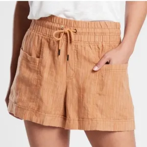 Athleta Tan Orange Cabo Linen Textured 4” Shorts