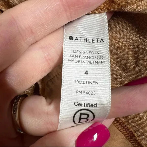 Athleta Tan Orange Cabo Linen Textured 4” Shorts