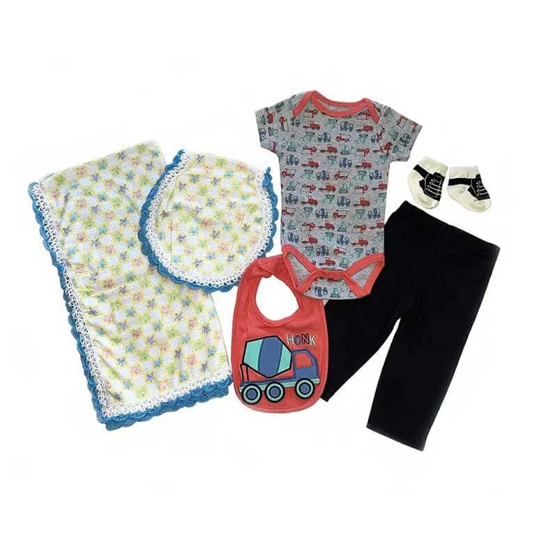 Baby Boy Blanket Blue Stars Truck Gift Set