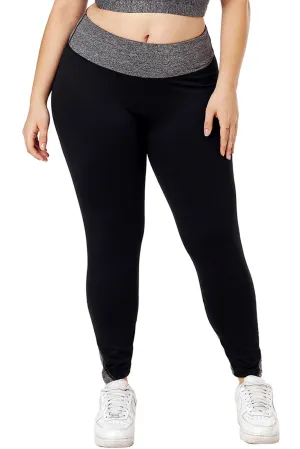 Black Heathered Splice Plus Size Yoga Pants