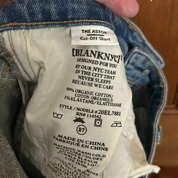 BlankNYC The Astor Cut-Off Shorts Light Blue Wash Size 27