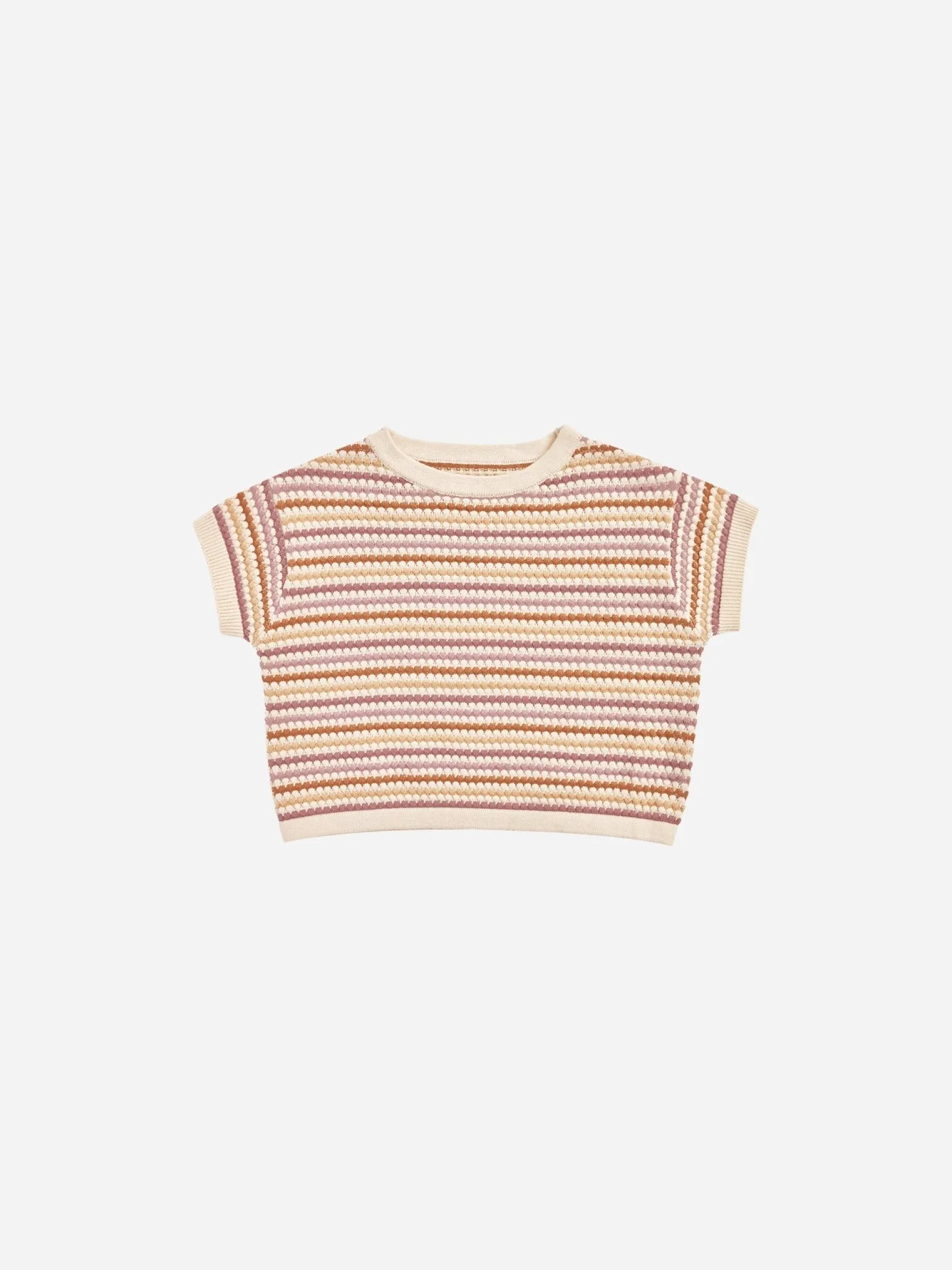 Boxy Crop Knit Tee || Honeycomb Stripe