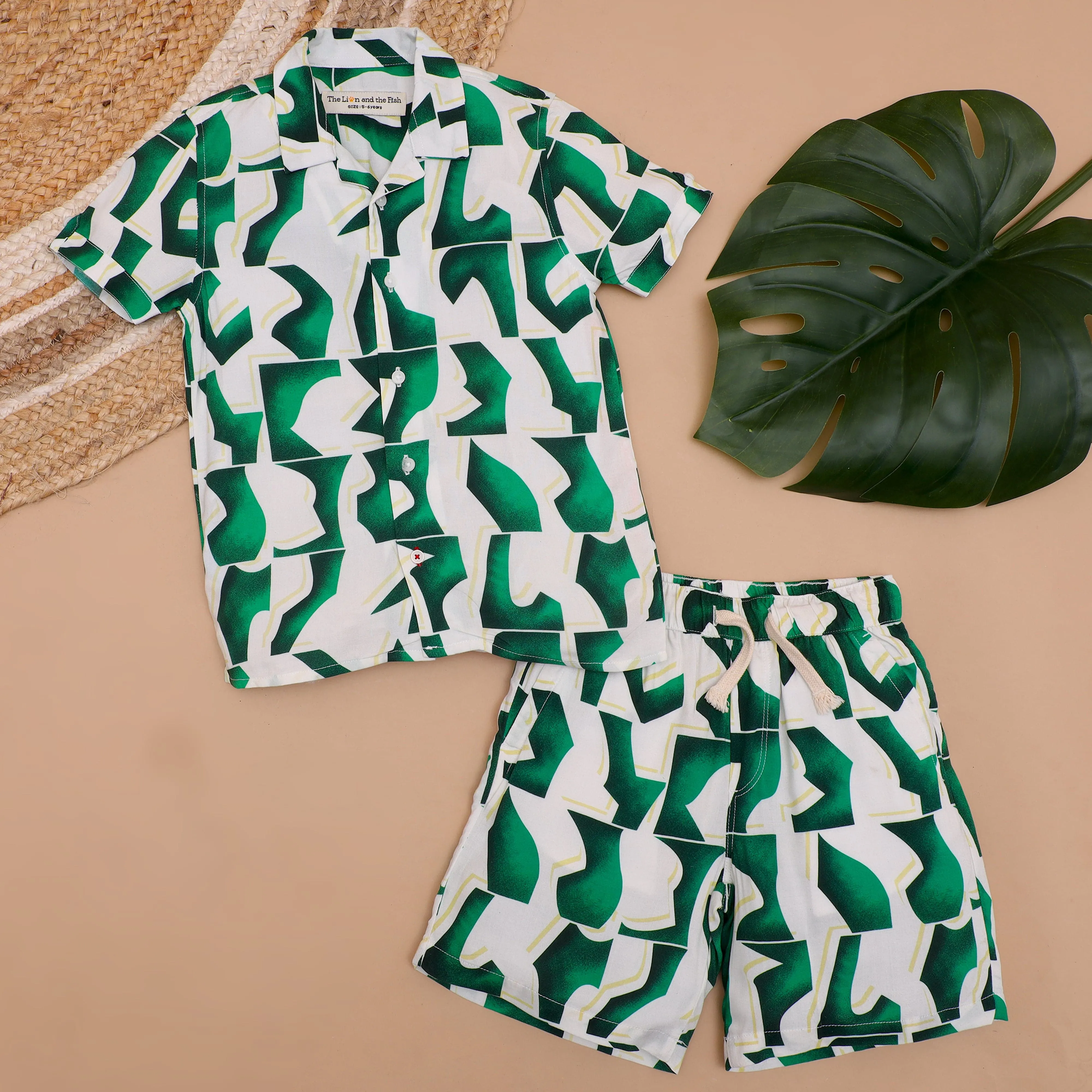 Boys Aztec Printed Short Emerald