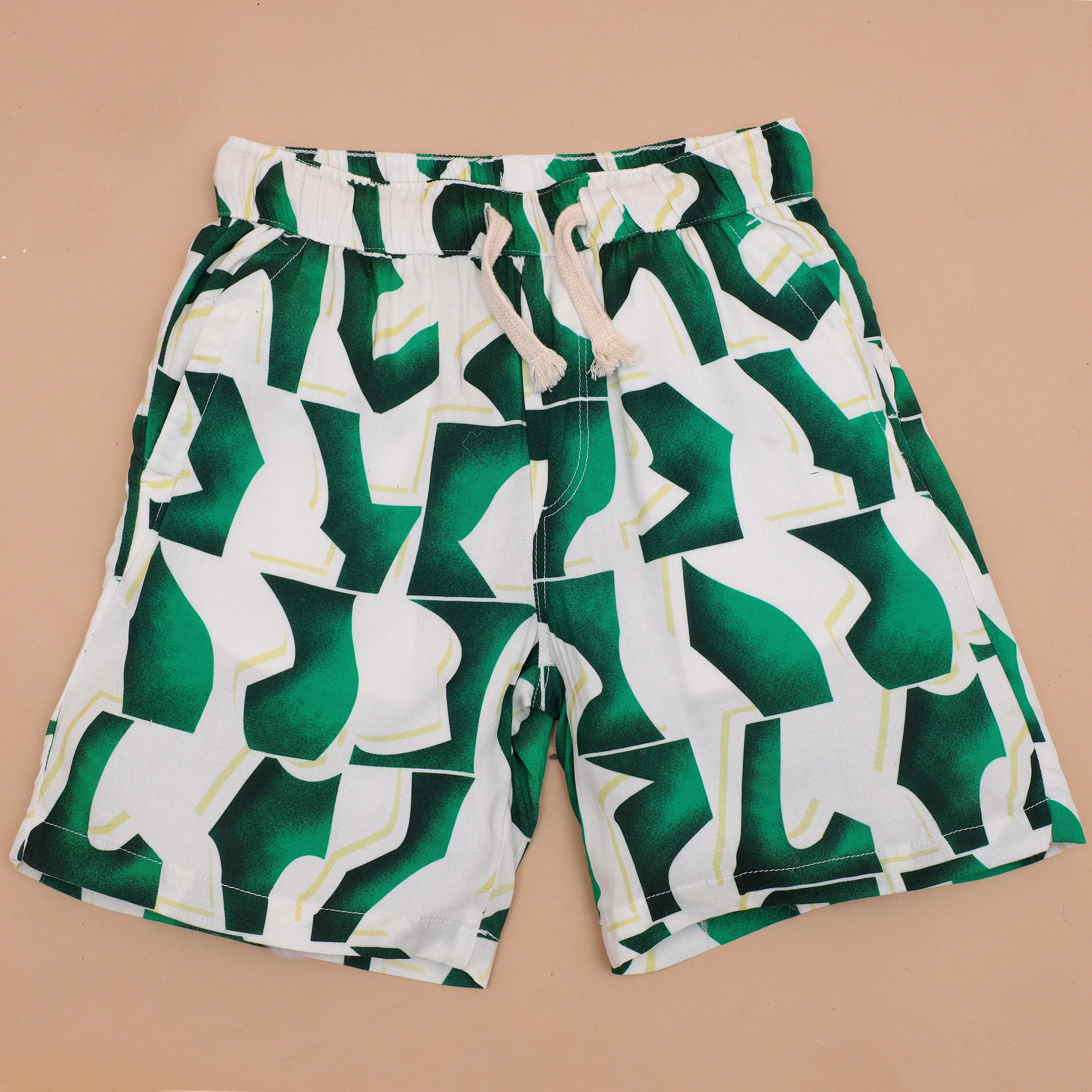 Boys Aztec Printed Short Emerald
