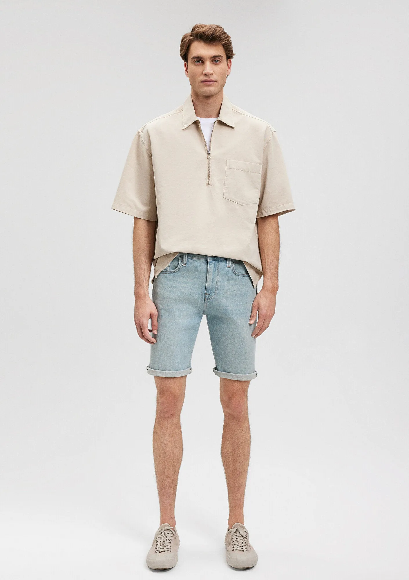 Brian Light Foggy Street Comfort Jean Shorts