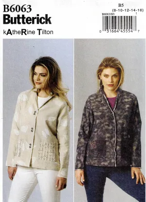 Butterick 6063 Katherine Tilton Womens Unlined Jacket With Pockets Out Of Print Sewing Pattern Sizes 8 - 16 or 16 - 24 UNCUT Factory Folded