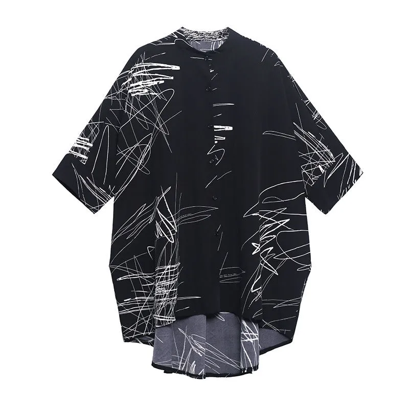 Casual Graffiti Irregular Summer Women Shirts