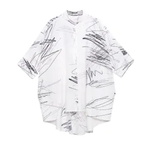 Casual Graffiti Irregular Summer Women Shirts
