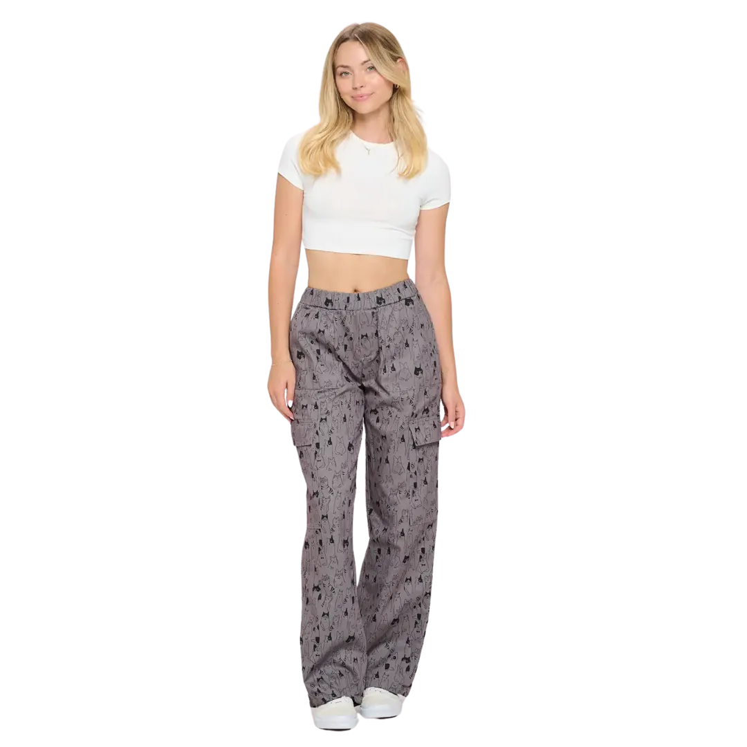 Cat Print Cargo Pant Grey