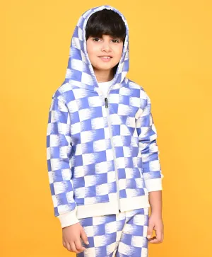 CHECK BLUE BOYS ZIPPER HOODIE - BLUE