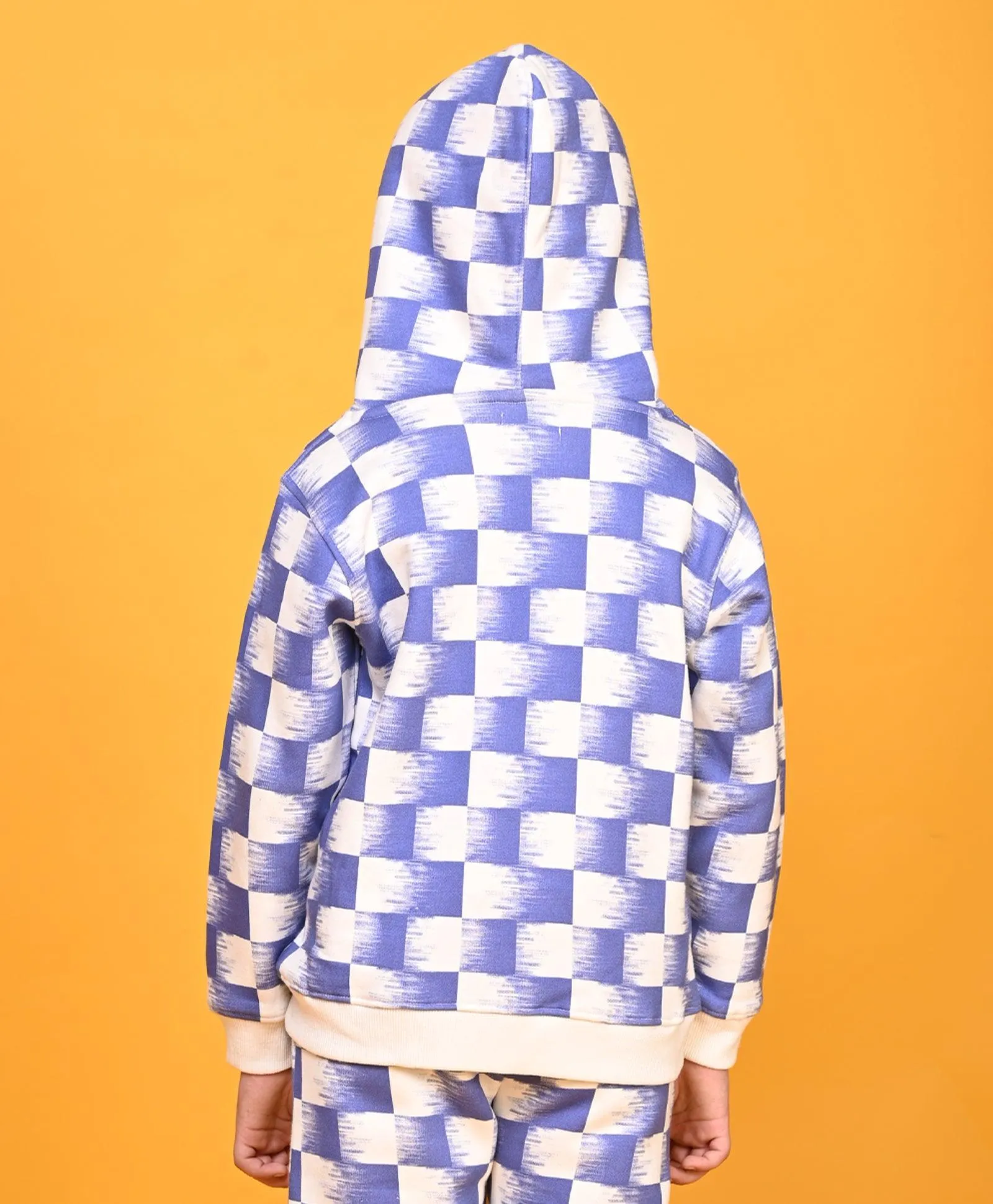 CHECK BLUE BOYS ZIPPER HOODIE - BLUE
