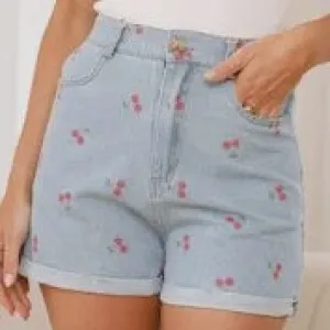 Cherry Bomb Denim Shorts Blue