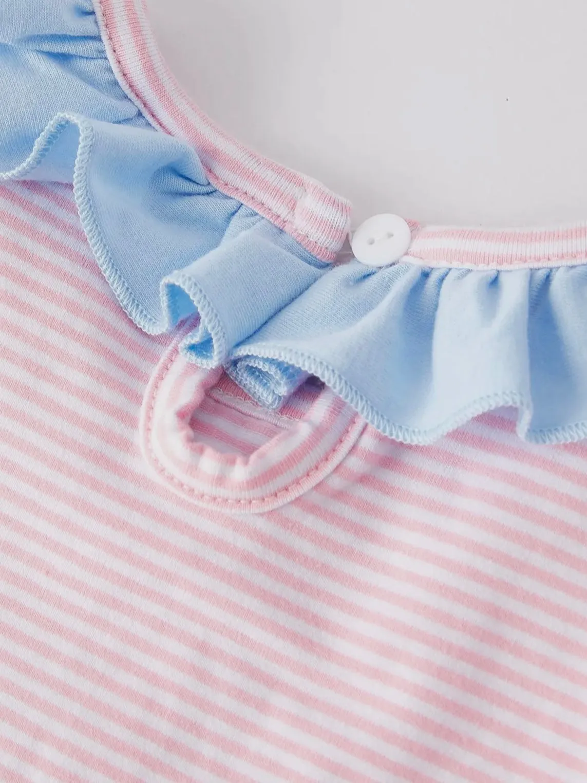 Colorful Bunnies Striped Shorts Set: Pink Mix