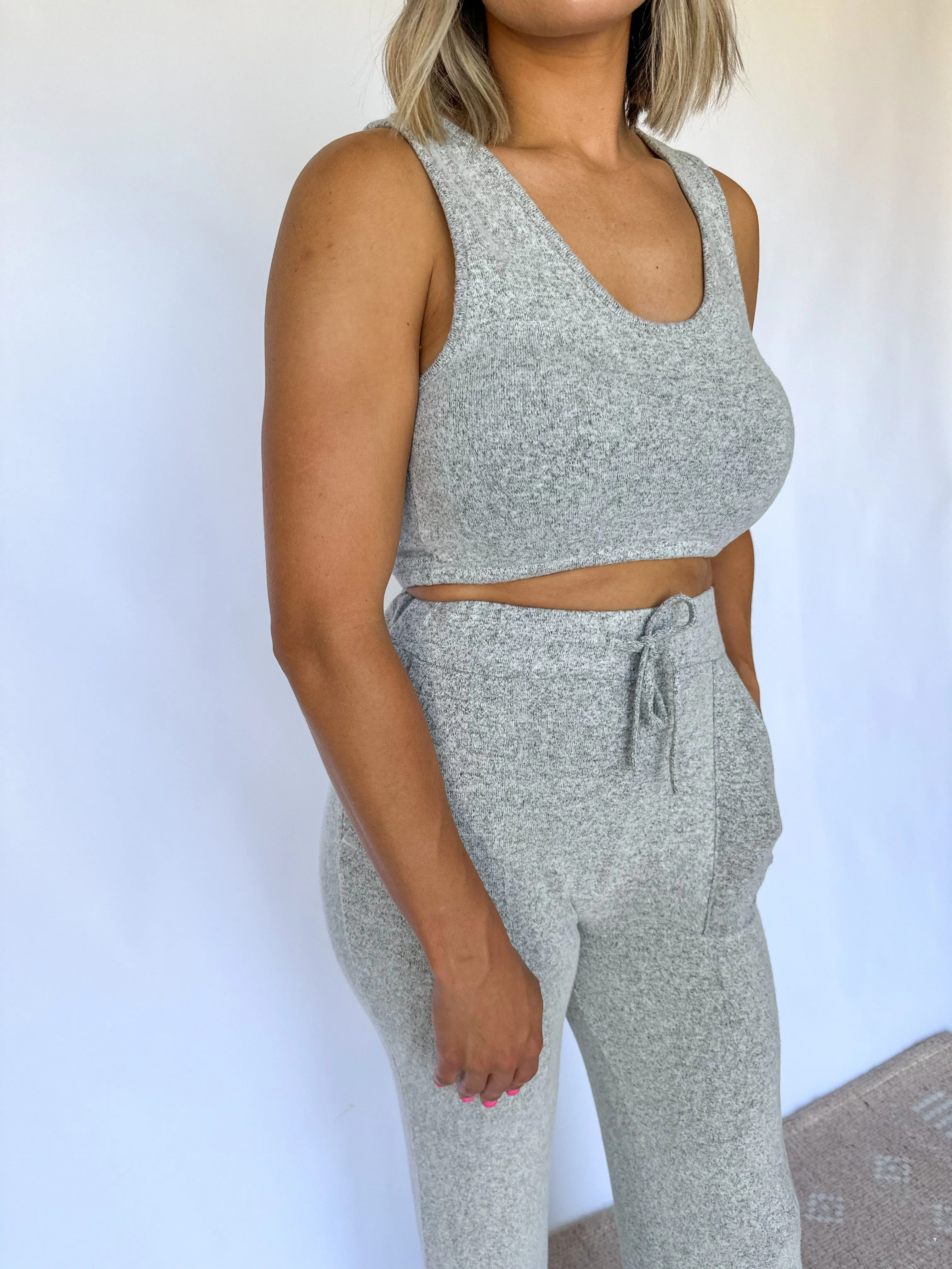 Comfy Vibes Grey Lounge Tank & Pant Set