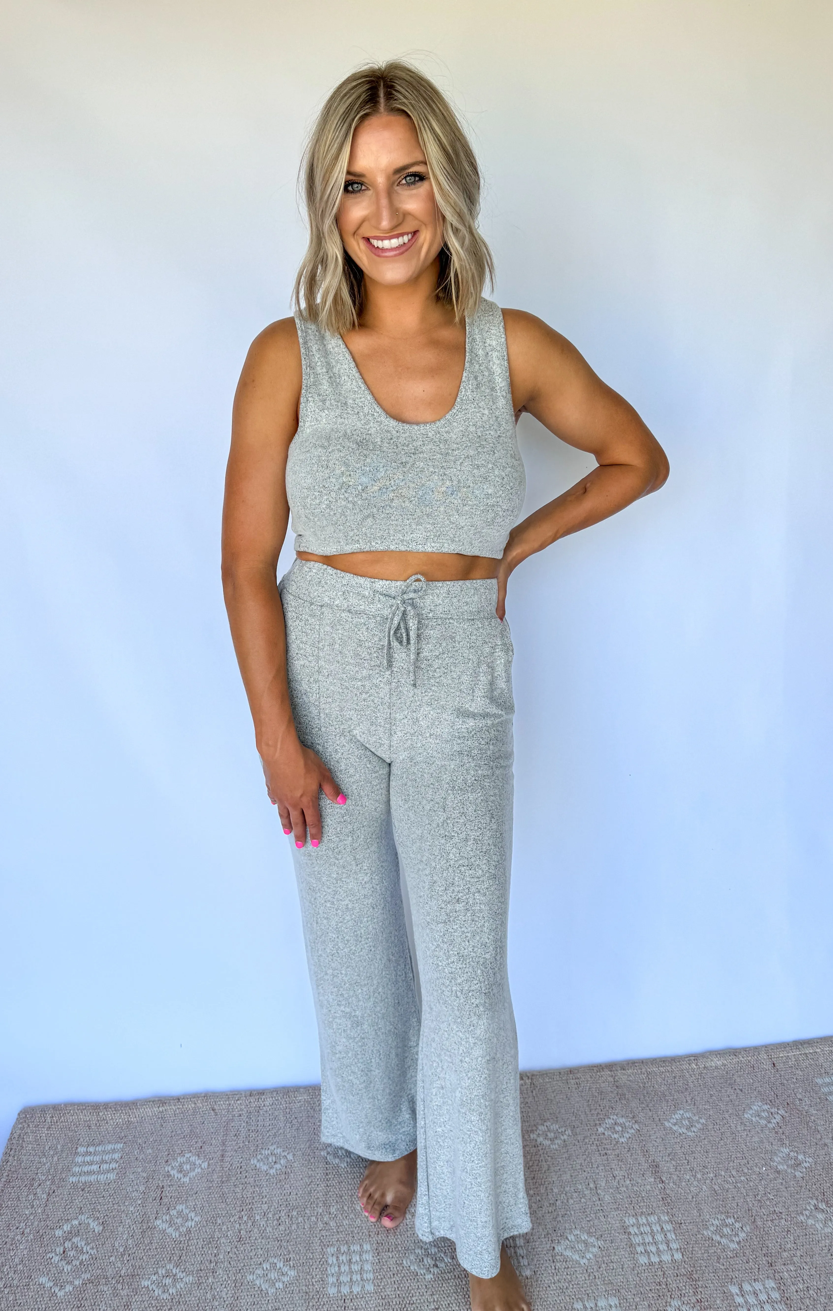 Comfy Vibes Grey Lounge Tank & Pant Set