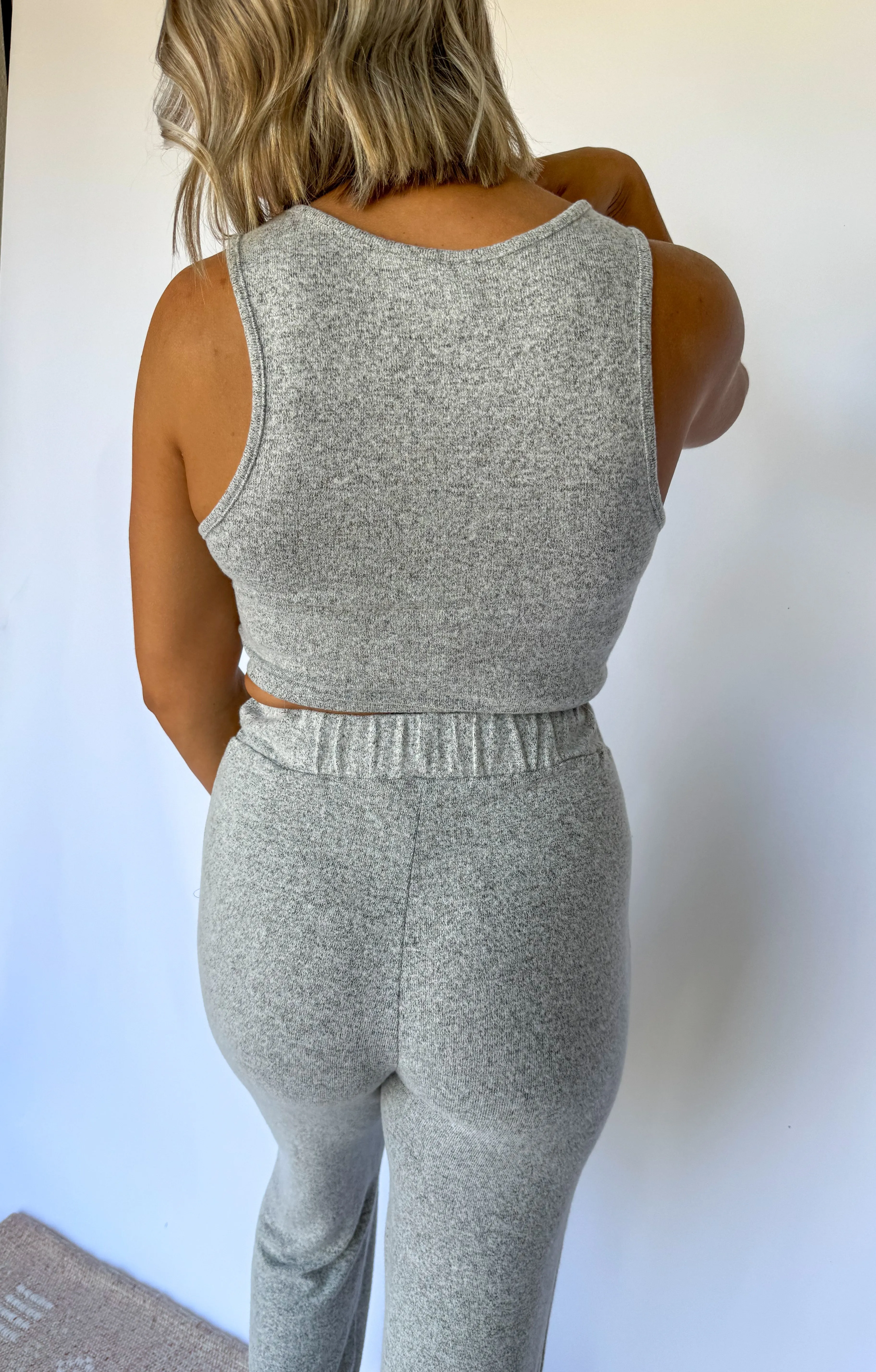 Comfy Vibes Grey Lounge Tank & Pant Set