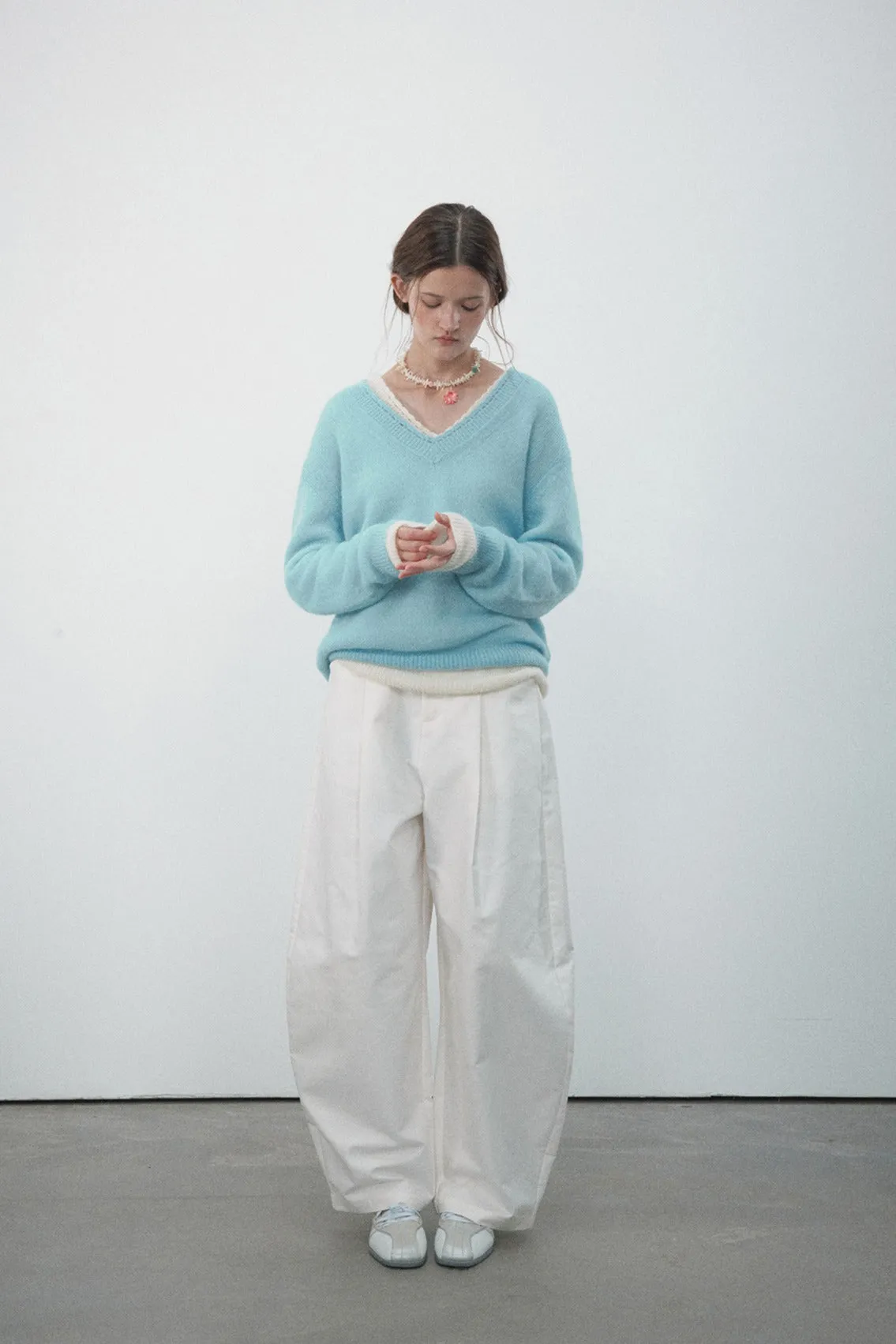 Cotton banana-shape wide-leg pants | 4 color
