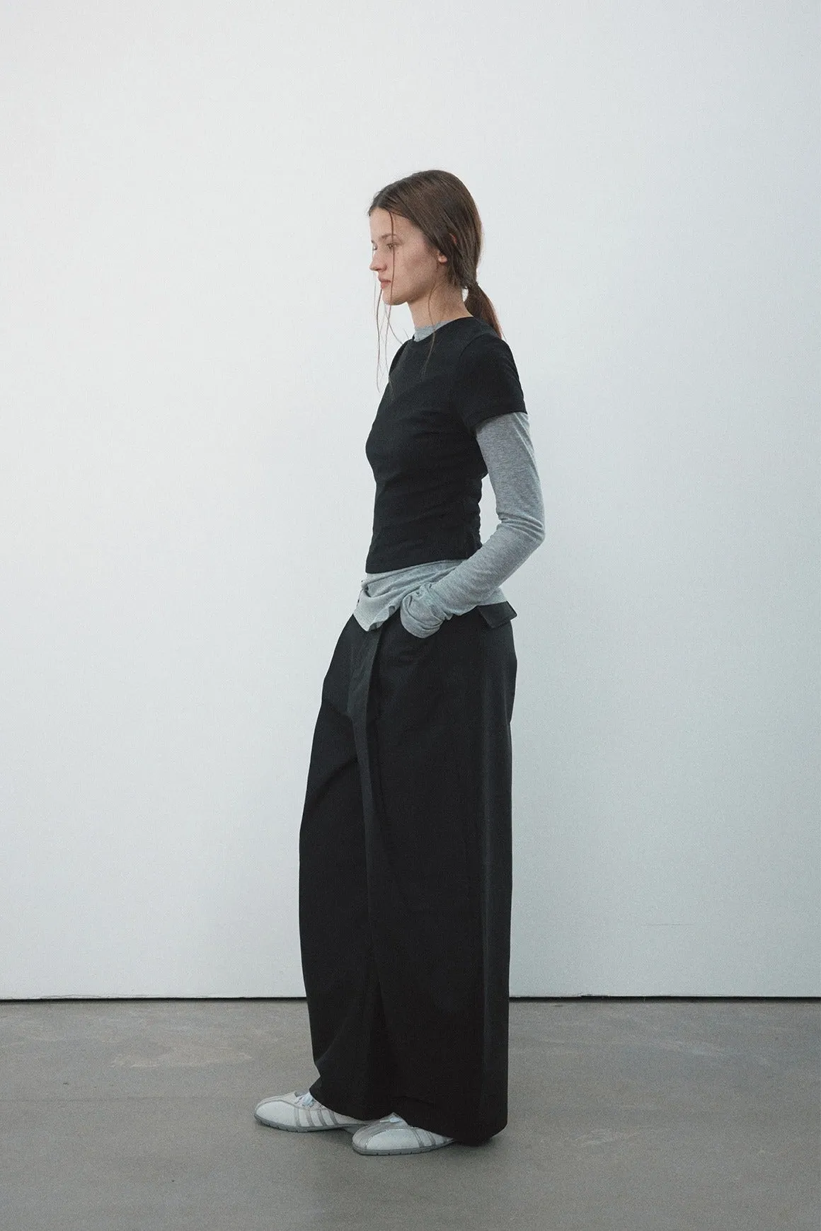 Cotton banana-shape wide-leg pants | 4 color